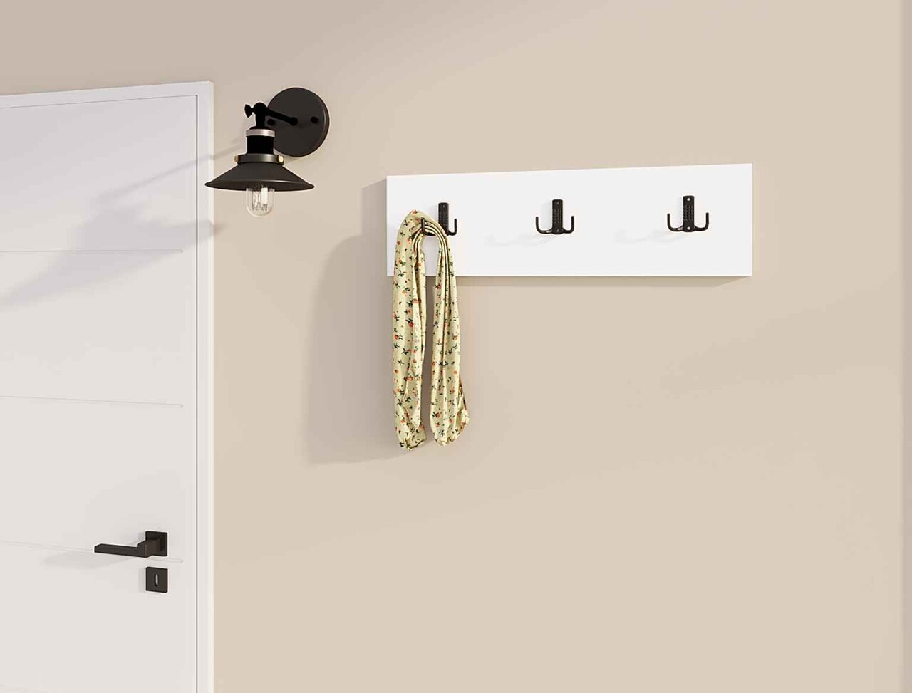 Cuier de perete, Hanah Home, Üçlü, 36x12x1.8 cm, Alb - imagine 4